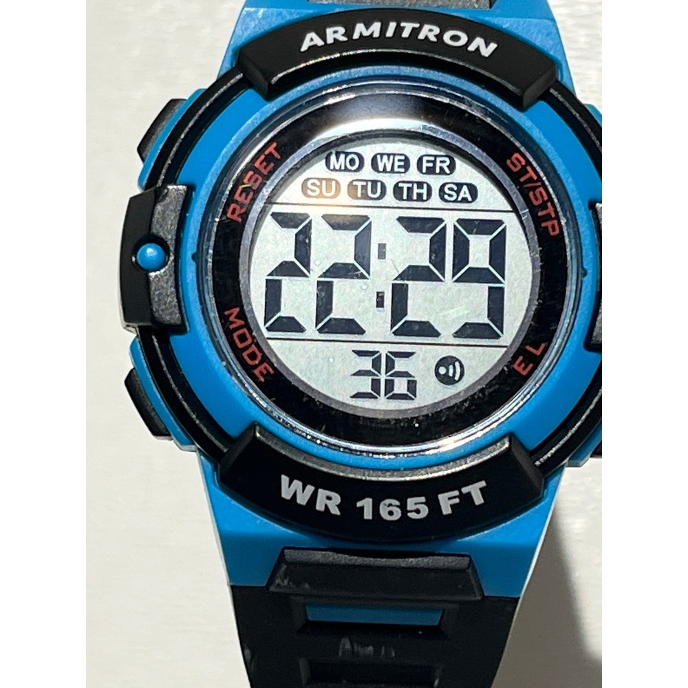 Armitron Sport Digital Watch Blue Black‎ 165FT Water Resistant 40/8445